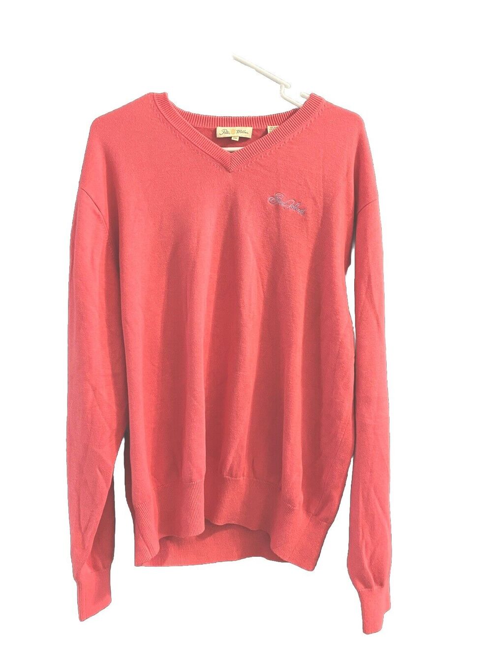 Peter Millar Silk Blend Coral V-Neck Sweater Sea Island Size XXL